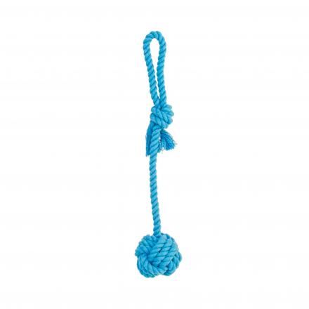 Ball With Rope Dog Toy - Blue
