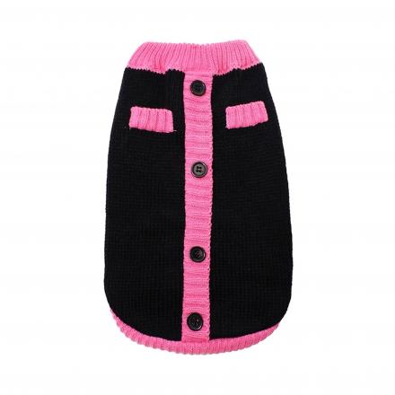Knitted Dog Sweater - Black & Pink Mod