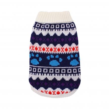 Knitted Dog Sweater - White Fair Isle