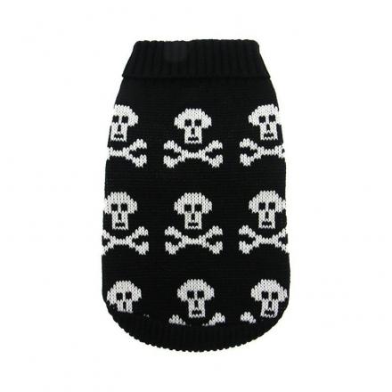 Knitted Dog Sweater - Black Skull