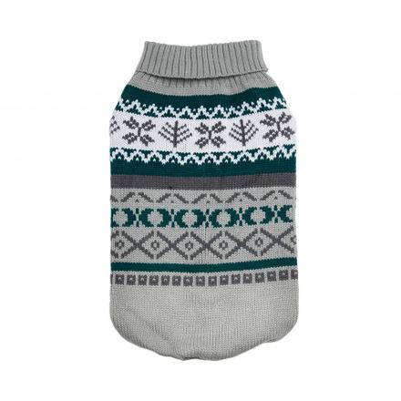 Knitted Dog Sweater - Grey Fair Isle Vintage