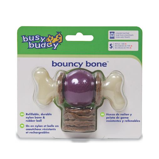 PetSafe Busy Buddy Bouncy Bone, 3-in-1 Dog Toy, Includes Treat Rings, Small  