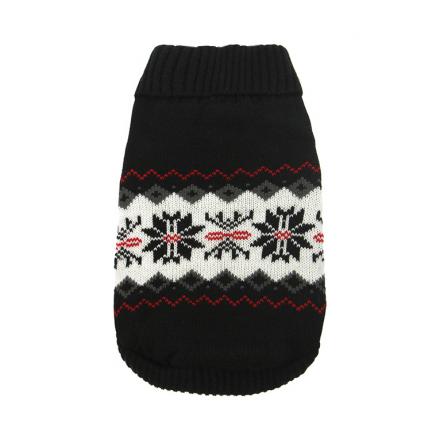 Knitted Christmas Sweater Black Snowflake