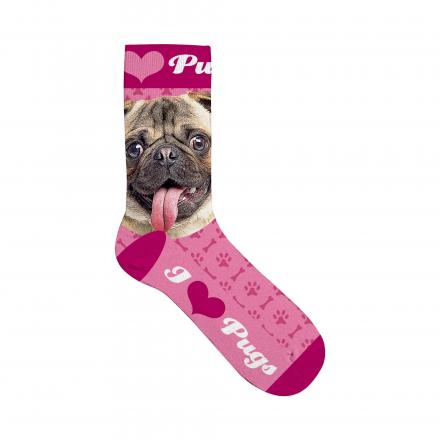 Socks with Dog Motif Pug