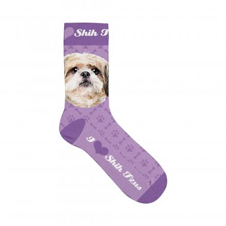 Socks with Dog Motif Shih Tzu