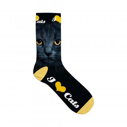 Socks With Cat Motif I Love Cats